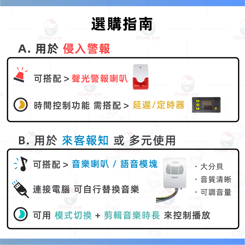 60米 3W喇叭組 可調音量 來客報知器 語音提示 迎賓鈴 紅外線感應器 B2